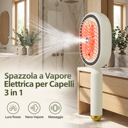 Pettine Massaggiante Elettrico 3-in-1 con Nebulizzatore e Cuscino d’Aria