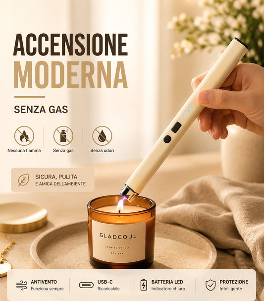 Accendino elettrico Type-C antivento per cucina e campeggio