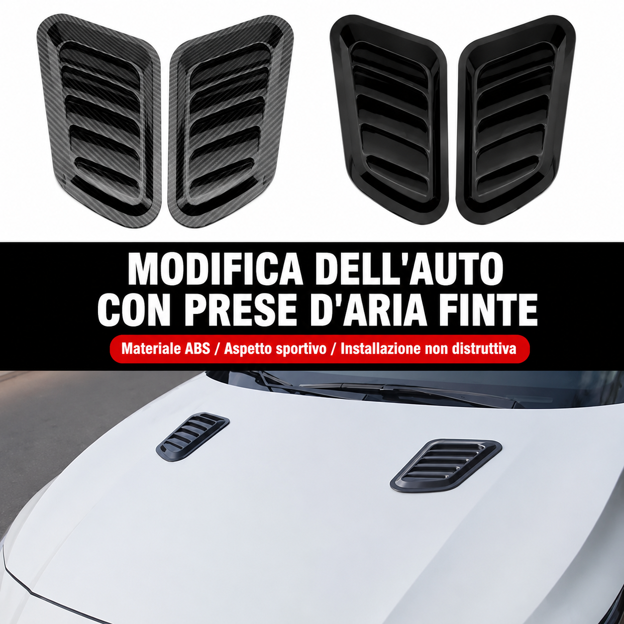 Presa d'Aria Finta Cofano Auto Stile Sportivo