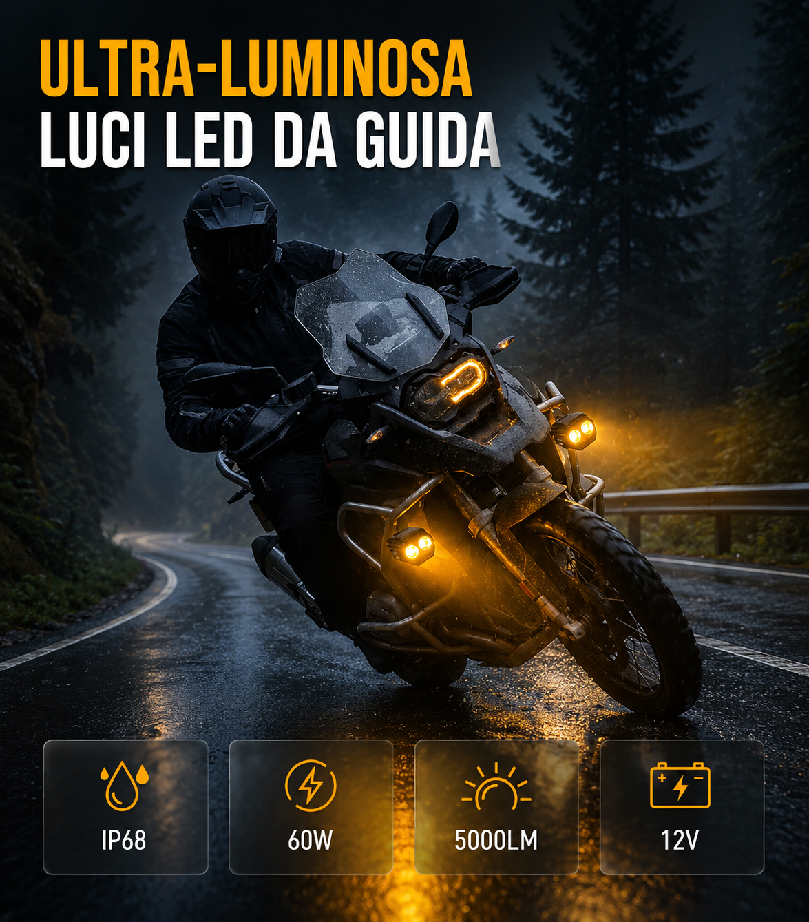 Faretti LED Moto Trattamento Mini Universali 12V 60W