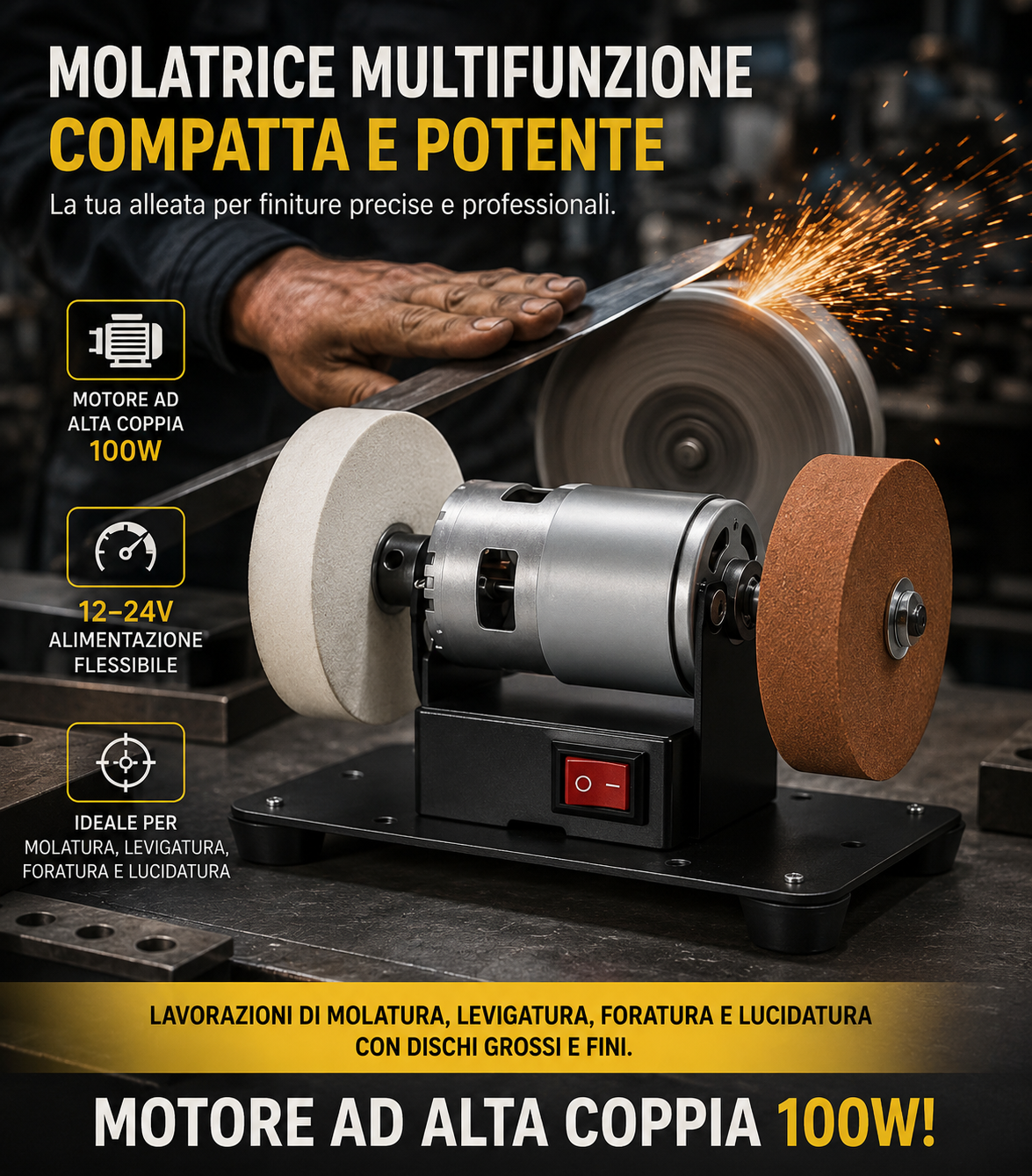 Smerigliatrice Industriale da Banco per Uso Domestico e DIY