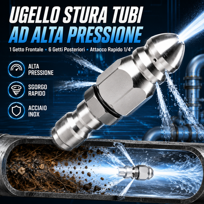 Ugello Sturatubi Alta Pressione in Acciaio Inox Autoavanzante
