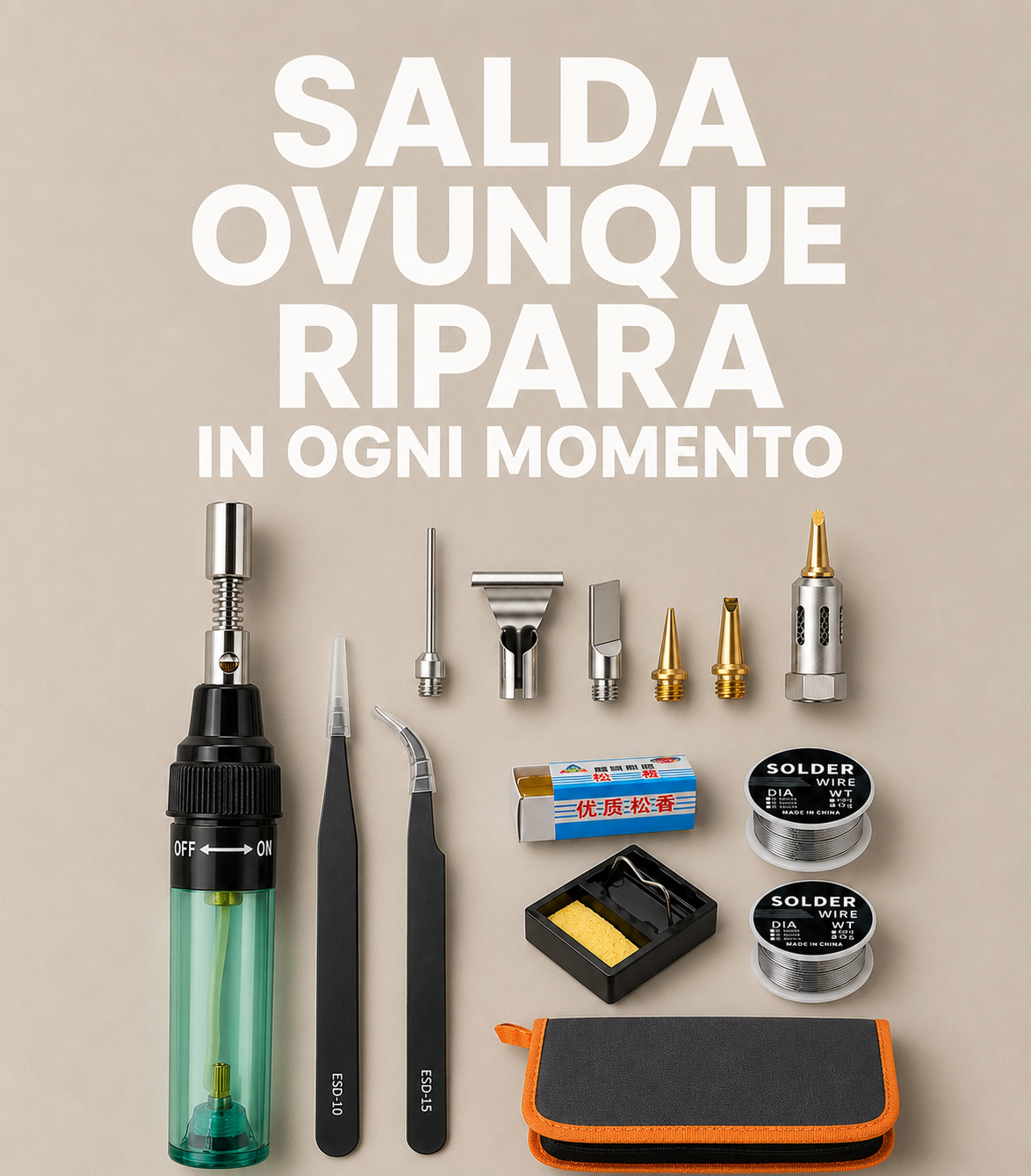 Mini Saldatore a Gas Portatile Ricaricabile Torcia per Saldatura di Precisione