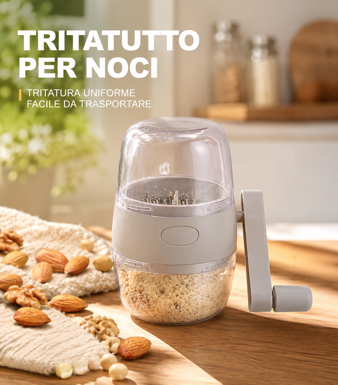 Tritatutto Manuale a Manovella Multifunzione per Frutta Secca e Aglio
