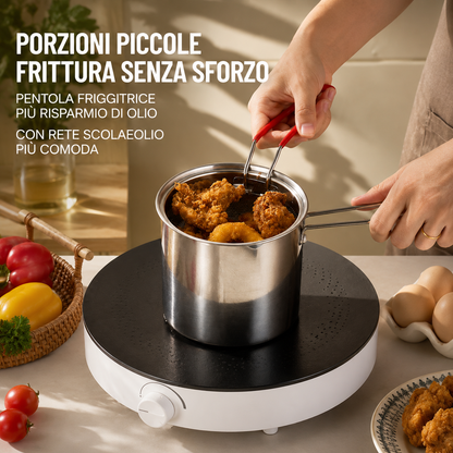 Mini Friggitrice Inox Multifunzione, a Risparmio Energetico, per Induzione e Gas