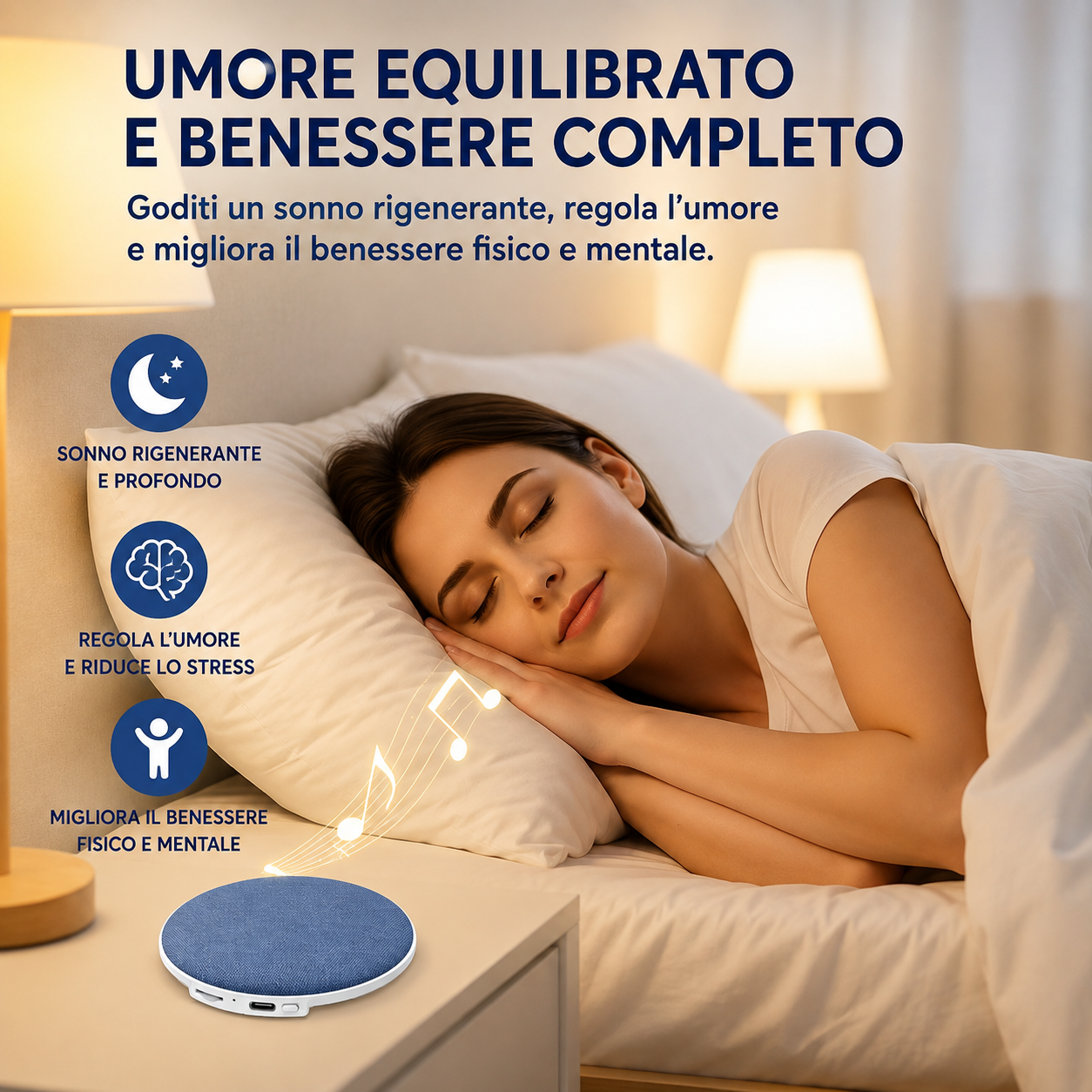 Altoparlante Bluetooth da cuscino per dormire, con rumore bianco e funzione timer