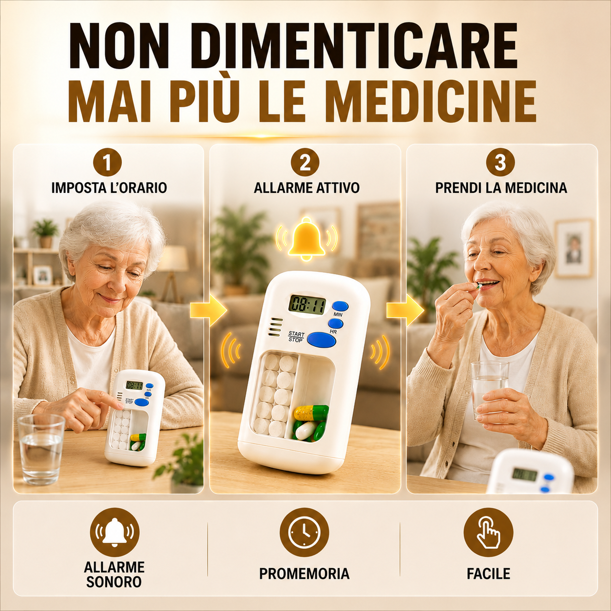 Portapillole Tascabile Intelligente Con Promemoria Giornaliero Allarme