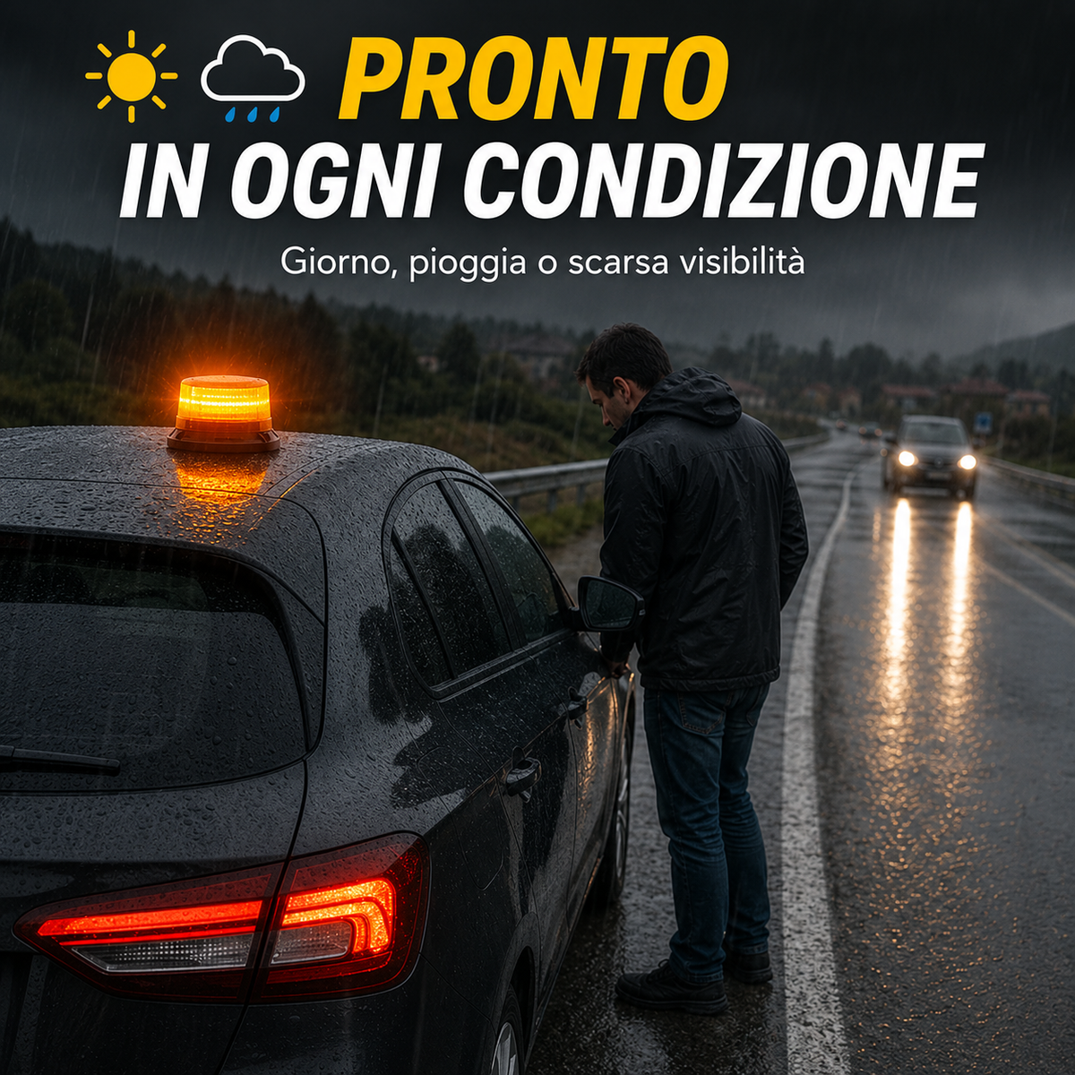 🚨Lampeggiante Solare Impermeabile Con Base Magnetica