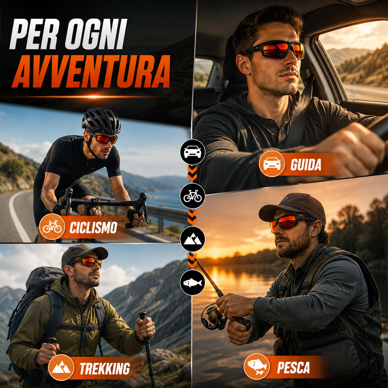Occhiali Da Sole Sportivi Polarizzati UV400 Leggeri Per Esterni