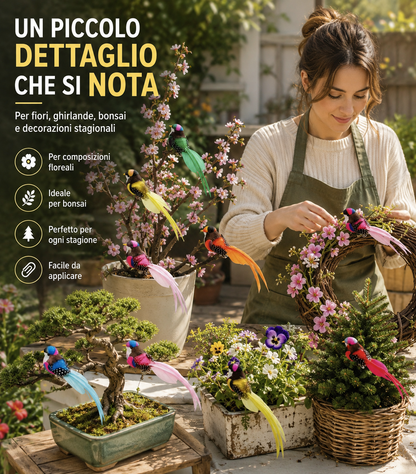 Canarini piumati decorativi per piante