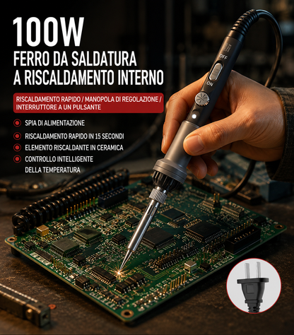Saldatore Elettrico 100W Con Regolazione Temperatura Costante