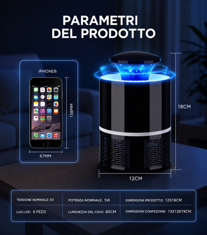 💥 Lampada Antizanzare Fotocatalitica LED Con Tecnologia Di Cattura 3D Biomimetica