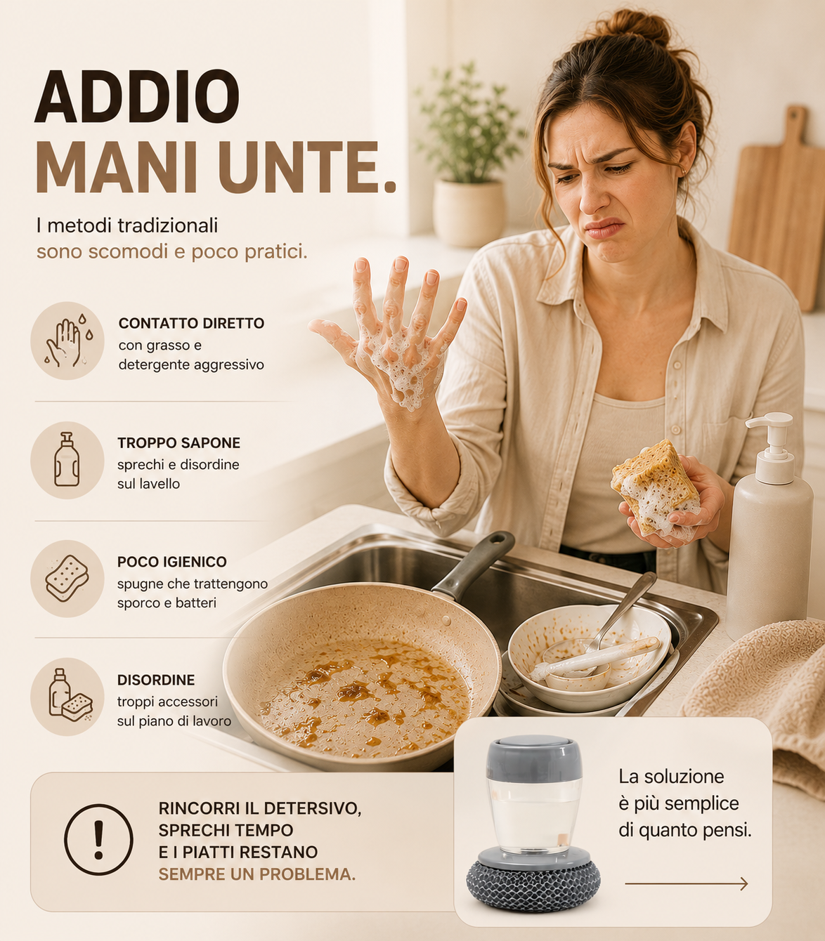 Spazzola Lavapiatti con Dispenser Sapone Integrato