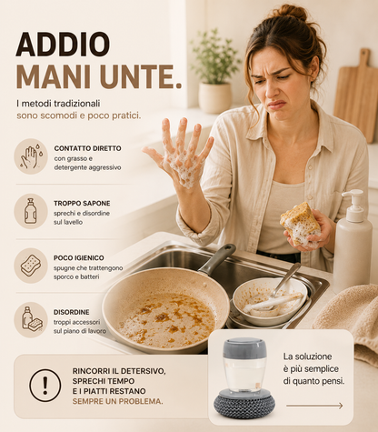 Spazzola Lavapiatti con Dispenser Sapone Integrato