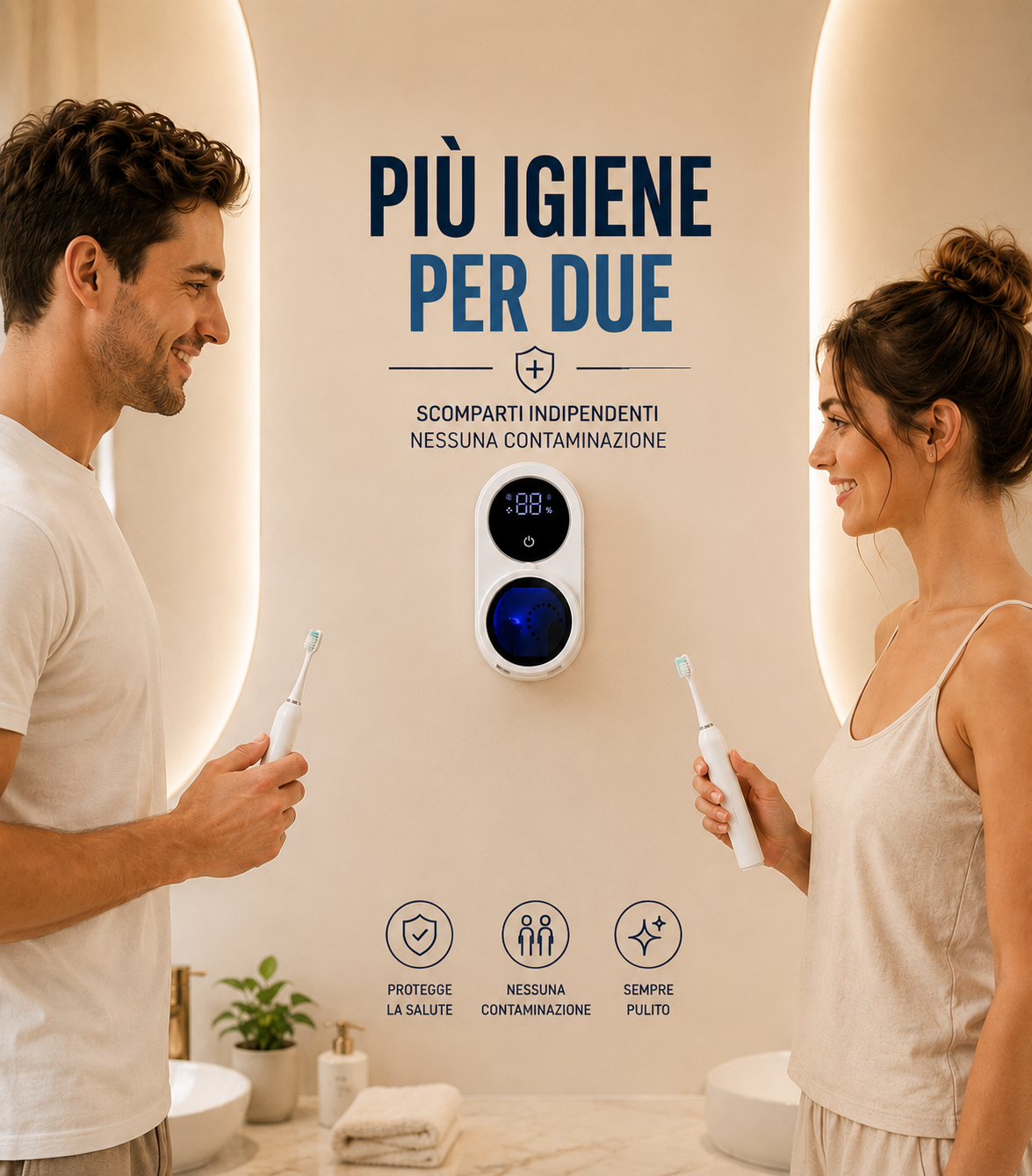 Sterilizzatore Portaspazzolino Automatico Intelligente con Sensore di Movimento