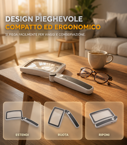 🔍 Lente d’ingrandimento quadrata ricaricabile a LED