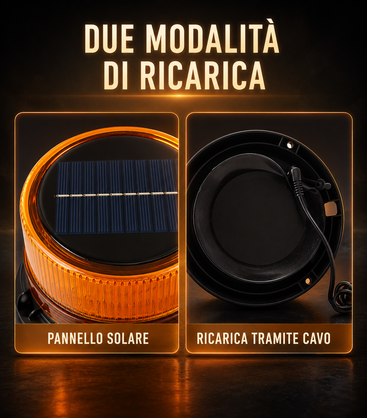Lampeggiante solare impermeabile con base magnetica