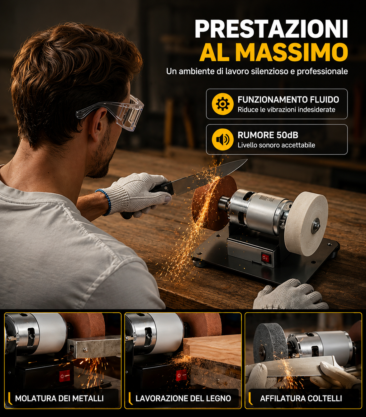 Smerigliatrice Industriale da Banco per Uso Domestico e DIY