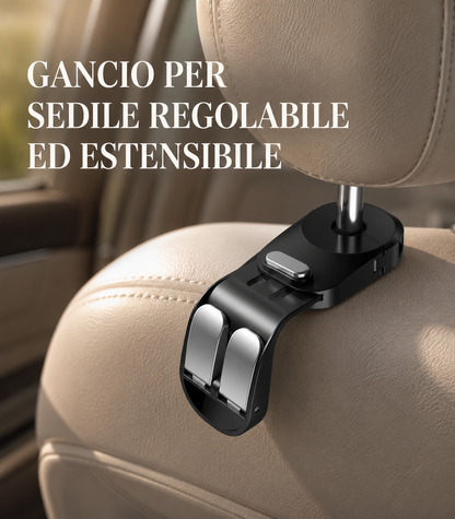 Gancio Sedile Posteriore Auto Girevole 360 Gradi Doppio