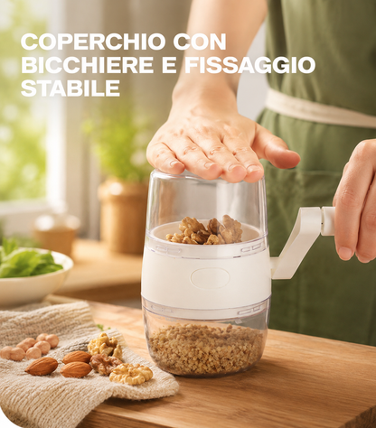 Tritatutto Manuale a Manovella Multifunzione per Frutta Secca e Aglio