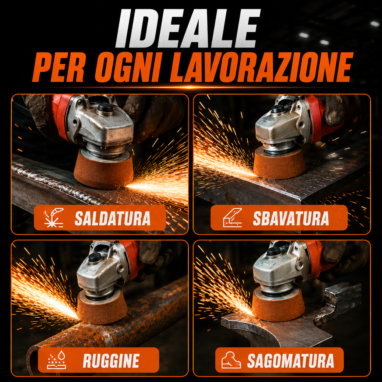 Mola Abrasiva a Tazza per Smerigliatrice Angolare – Per Ghisa, Acciaio Inox e Metalli