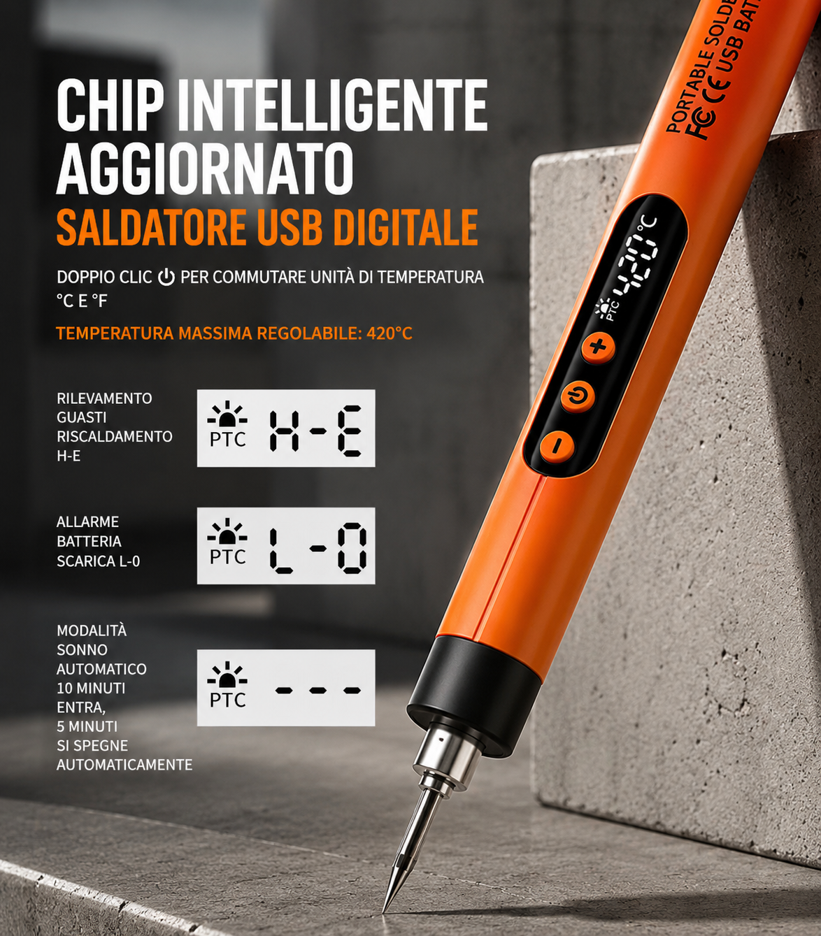 Saldatore Smart USB con Display Digitale