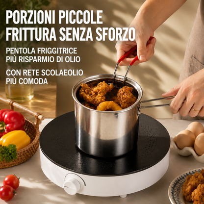 Mini Friggitrice Inox Multifunzione, a Risparmio Energetico, per Induzione e Gas 🔥