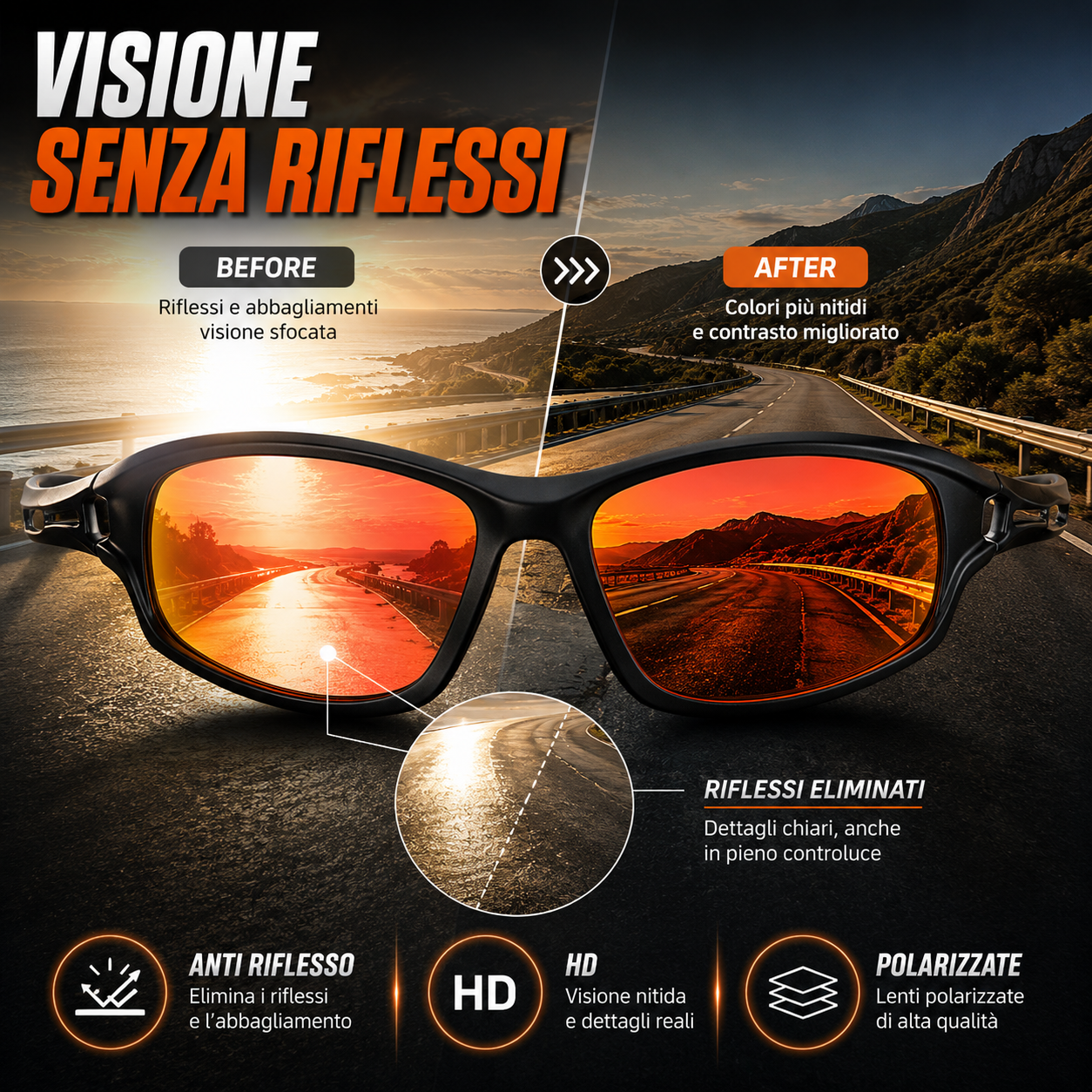 Occhiali Da Sole Sportivi Polarizzati UV400 Leggeri Per Esterni