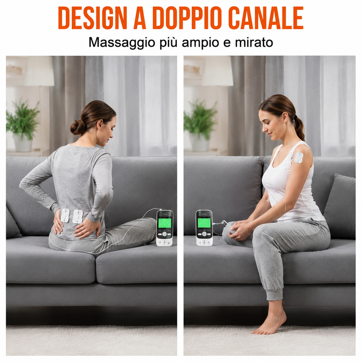 Elettrostimolatore muscolare portatile TENS a doppio canale