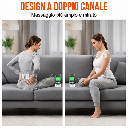 Elettrostimolatore muscolare portatile TENS a doppio canale