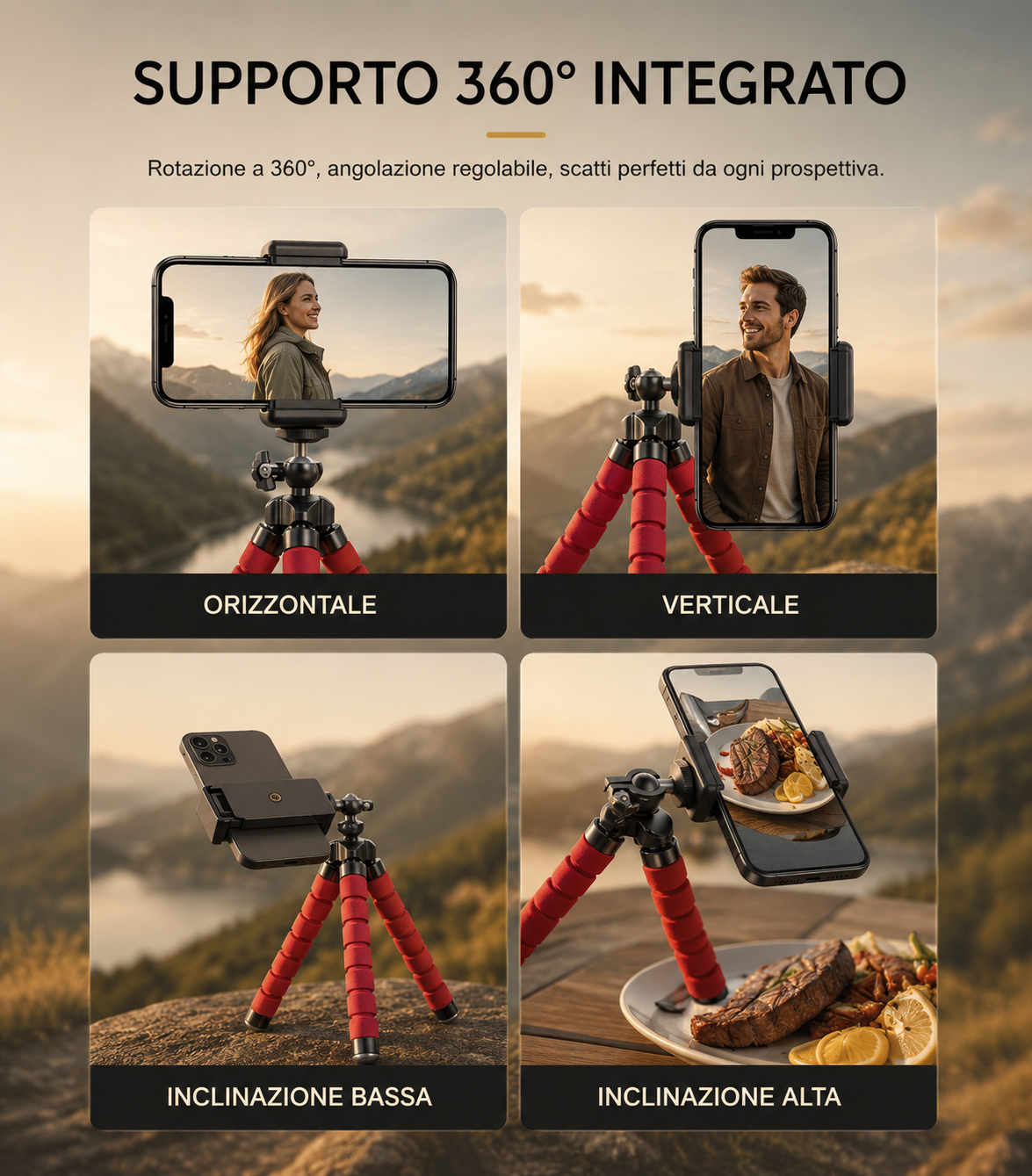 Mini Treppiede Flessibile Polpo per Smartphone e Fotocamera con Telecomando