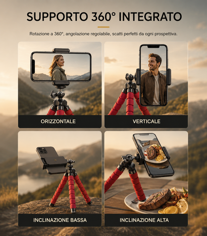 Mini Treppiede Flessibile Polpo per Smartphone e Fotocamera con Telecomando