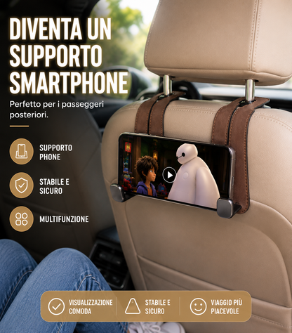 Gancio Appendiabiti Universale in Alcantara per Sedile Auto di Lusso