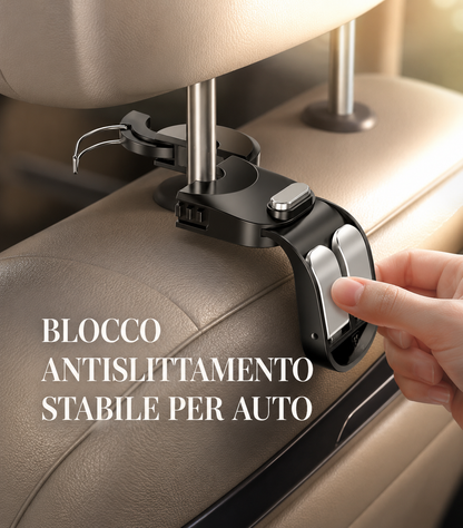 Gancio Sedile Posteriore Auto Girevole 360 Gradi Doppio