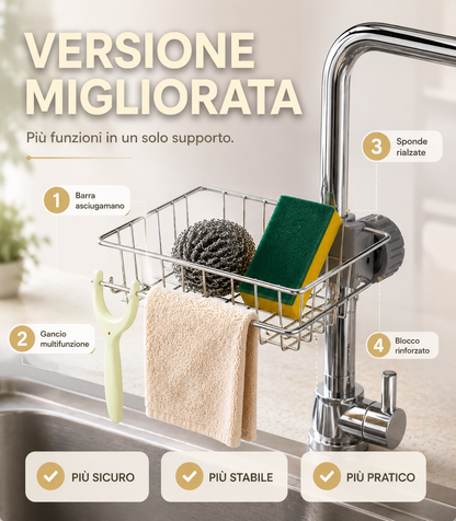 Portaoggetti da Rubinetto in Acciaio Inox per Lavandino e Doccia