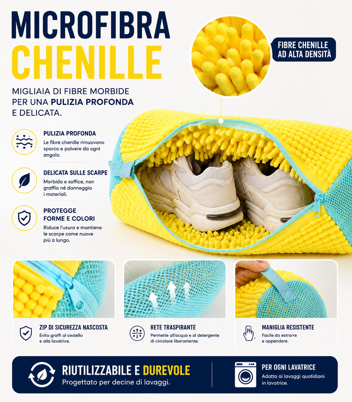 Sacco Lavapanni per Scarpe in Microfibra