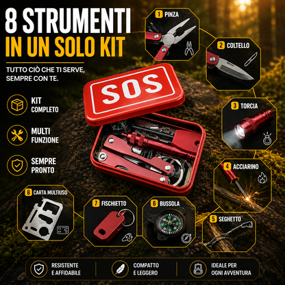 Kit di Sopravvivenza SOS Multifunzione Professionale Tascabile