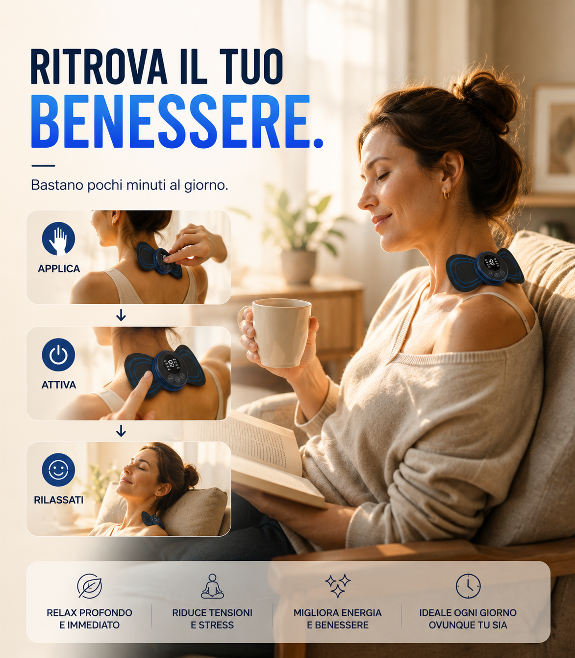 Mini elettrostimolatore muscolare EMS a farfalla 8 modalità