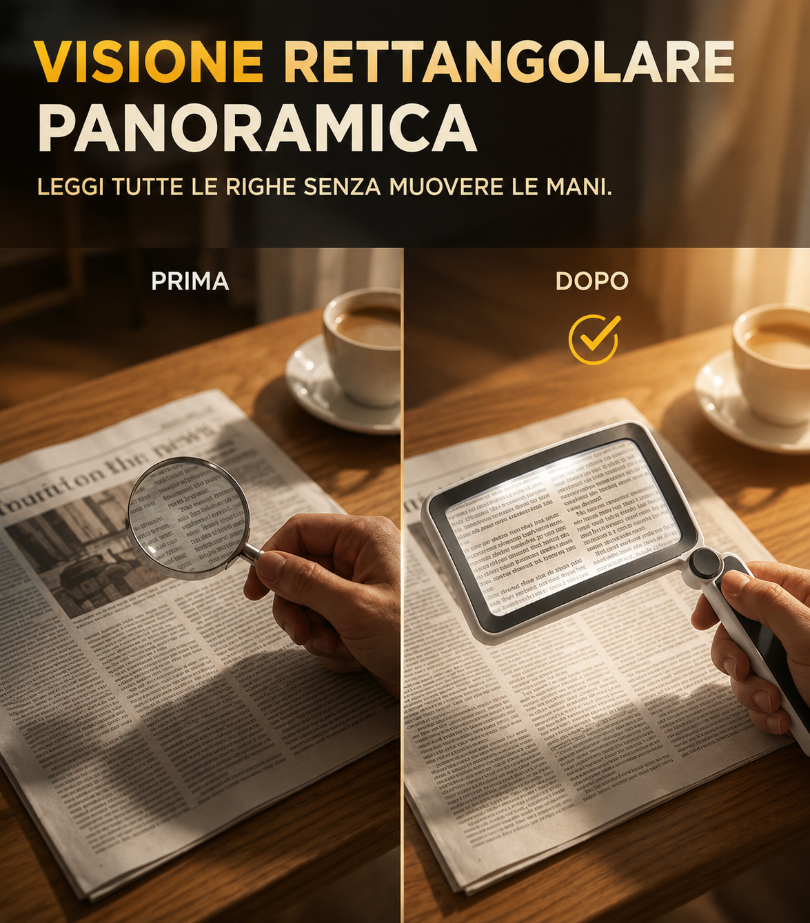 🔍 Lente d’ingrandimento quadrata ricaricabile a LED