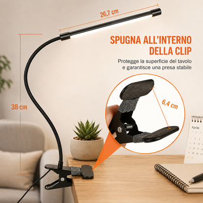 Lampada da scrivania a clip, lampada da lettura a LED