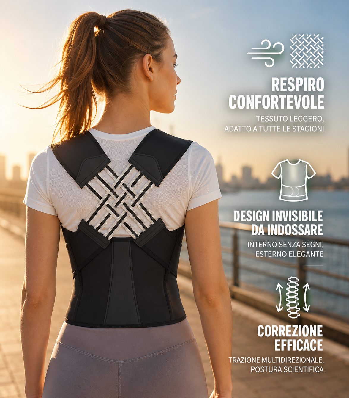 Fascia Correttore Postura Ergonomica Traspirante