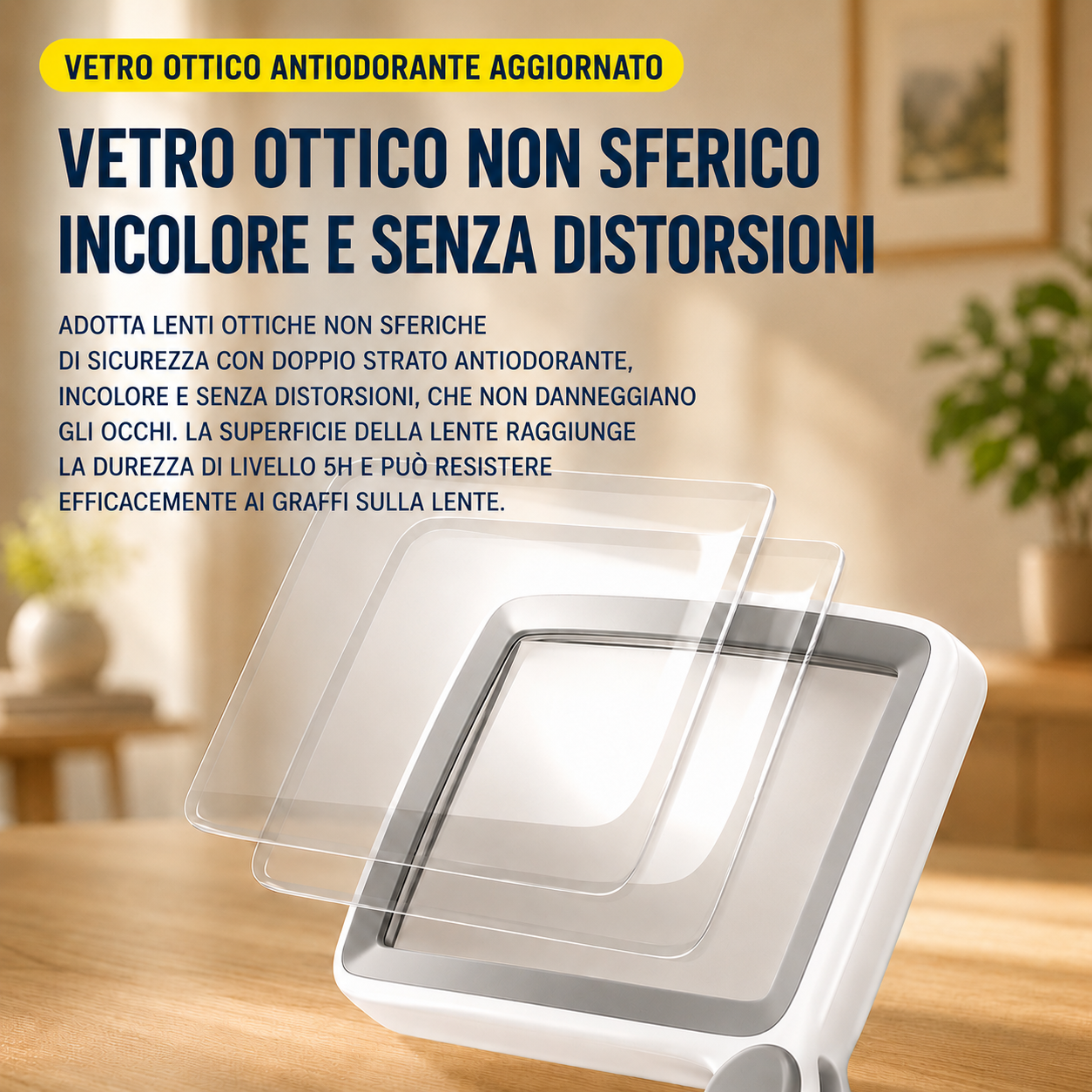 Lente d’ingrandimento quadrata ricaricabile a LED