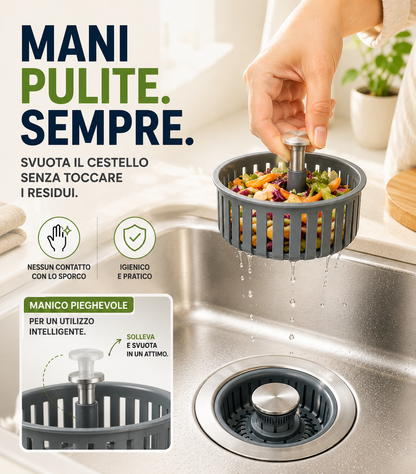 Filtro e Tappo per Lavandino Cucina 3 in 1
