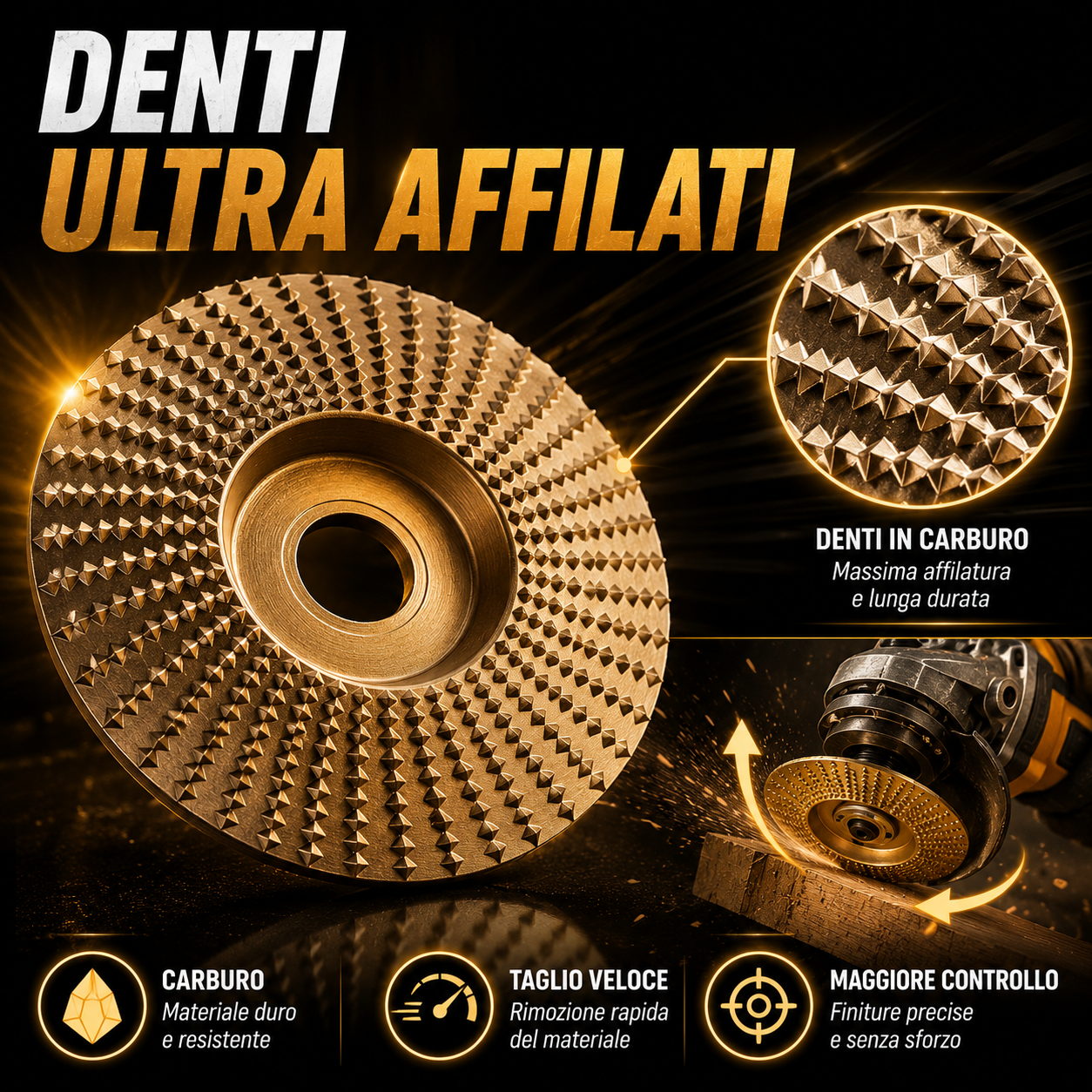 Disco Professionale per Scultura Levigatura e Sagomatura Legno