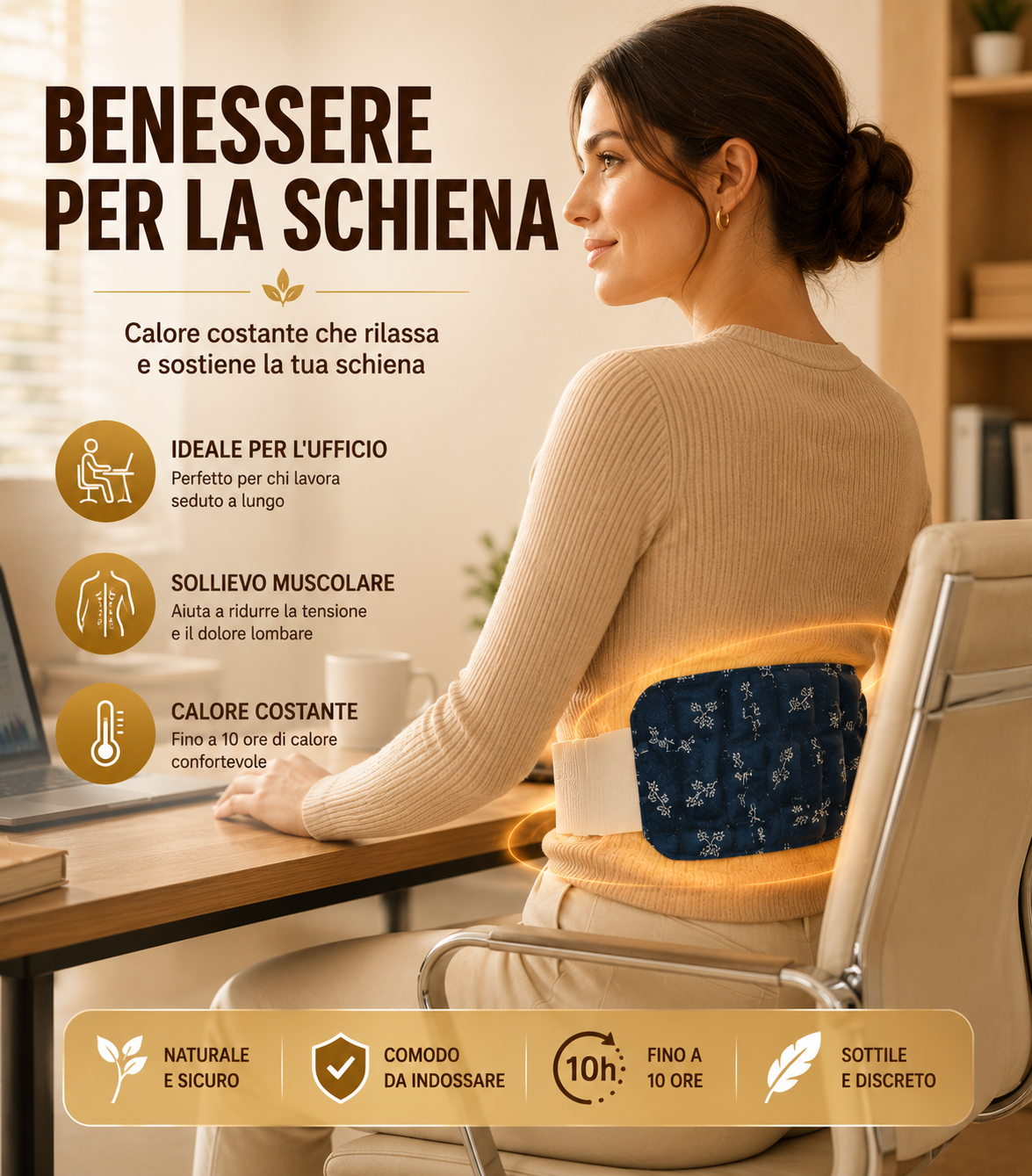 Fascia termica terapeutica all'artemisia per schiena e addome