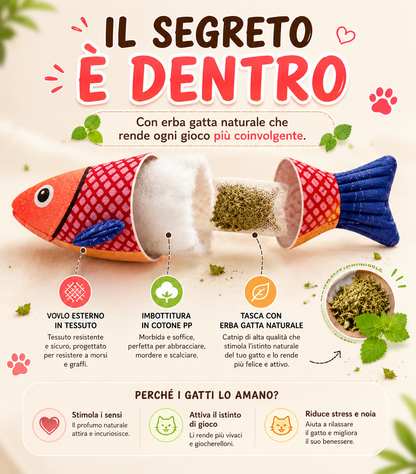 Gioco per Gatti Pesce in Peluche con Erba Gatta