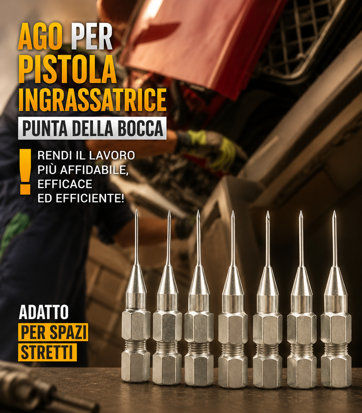 Set 5 Aghi per Pistola Ingrassatrice In Acciaio