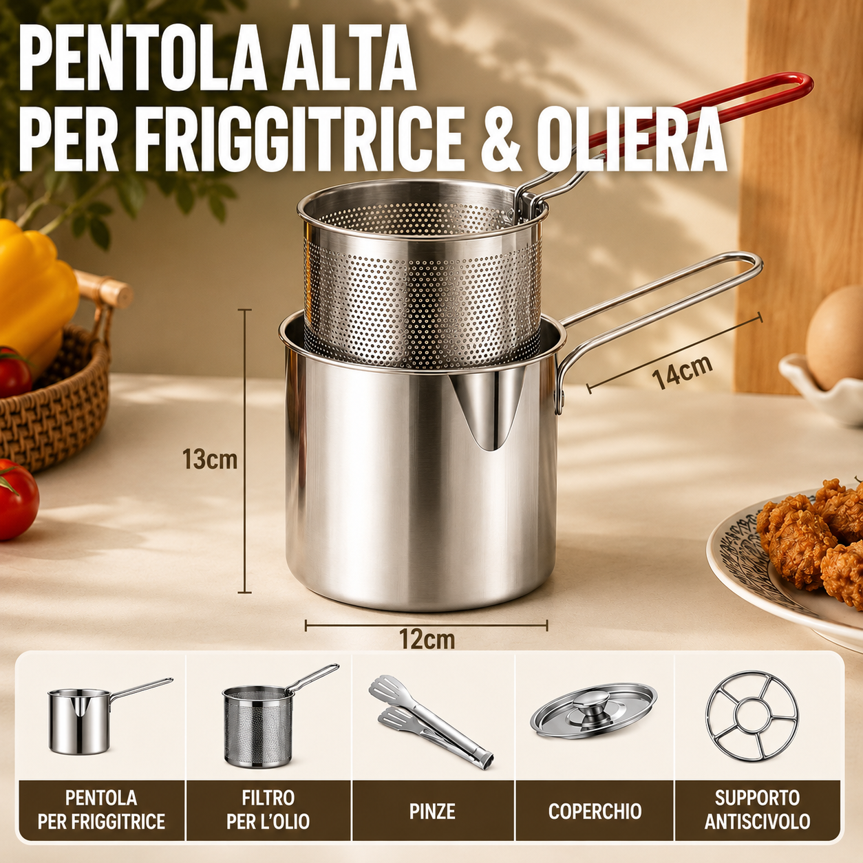 Mini Friggitrice Inox Multifunzione, a Risparmio Energetico, per Induzione e Gas 🔥