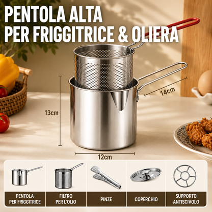 Mini Friggitrice Inox Multifunzione, a Risparmio Energetico, per Induzione e Gas 🔥