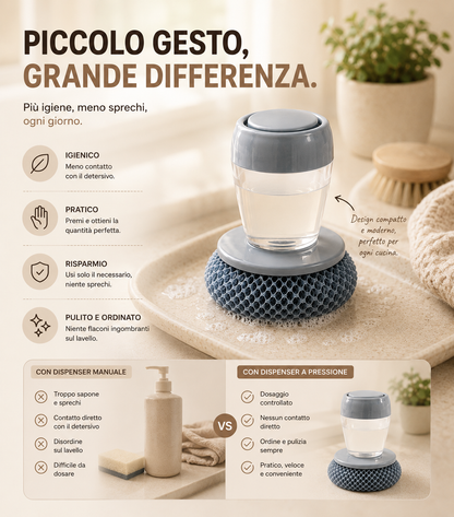 Spazzola Lavapiatti con Dispenser Sapone Integrato